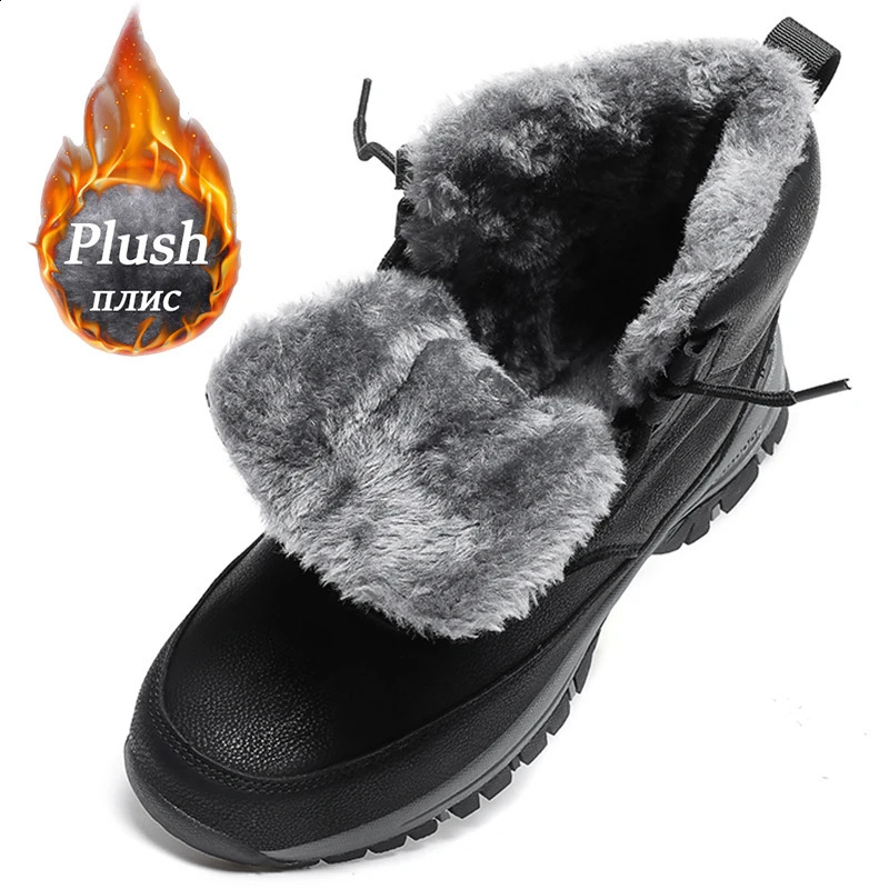 Mens Winter Snow Boots Waterproof Leather Sports Shoes Super Warm Mens Boots Outdoor Mens Hiking Boots Work Shoes Size 39-48 241105