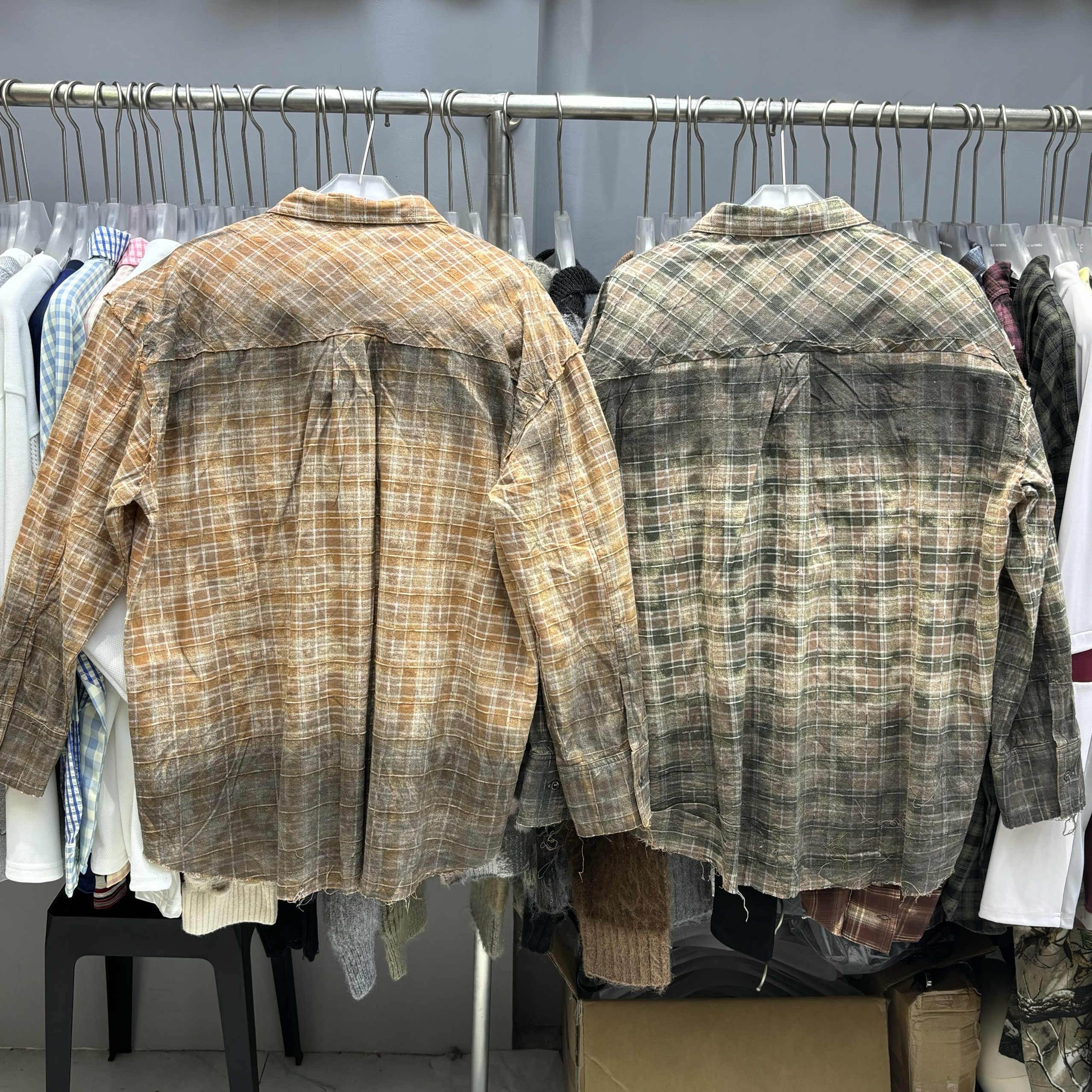 Summer Long Sleeve Plaid Shirt for Men Hip Hop Overalls Streetwear Vintage Loose Oversized Tops