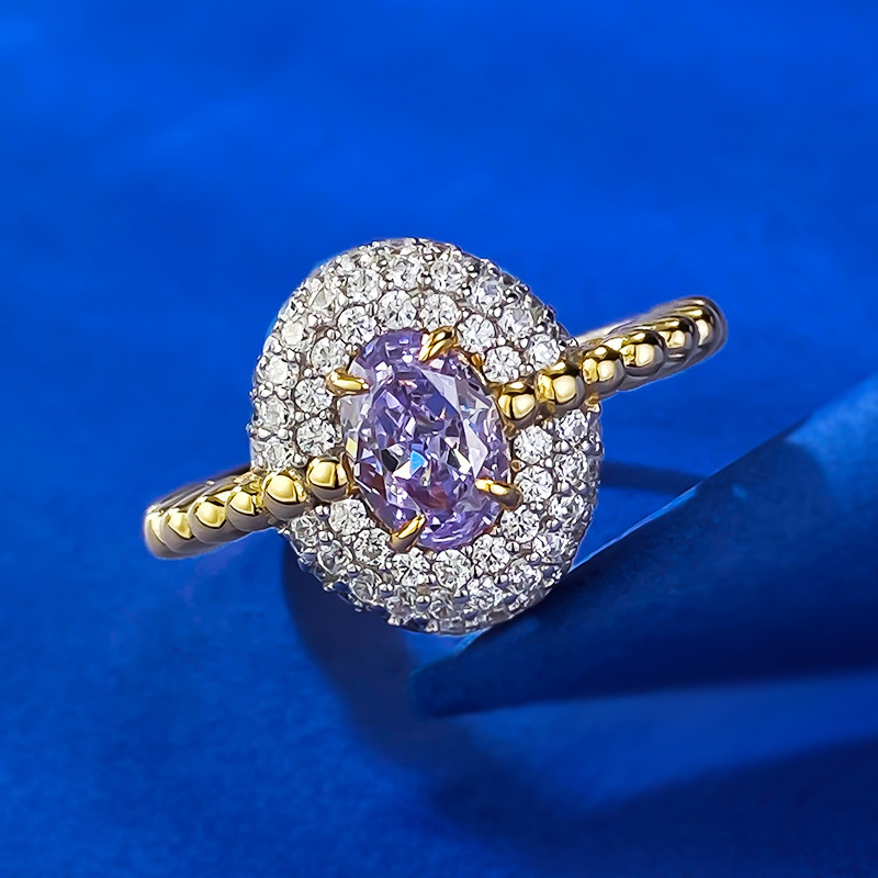 Size 5-9 Purple Moissanite Wedding Sterg Sier Women's Bridal Ring