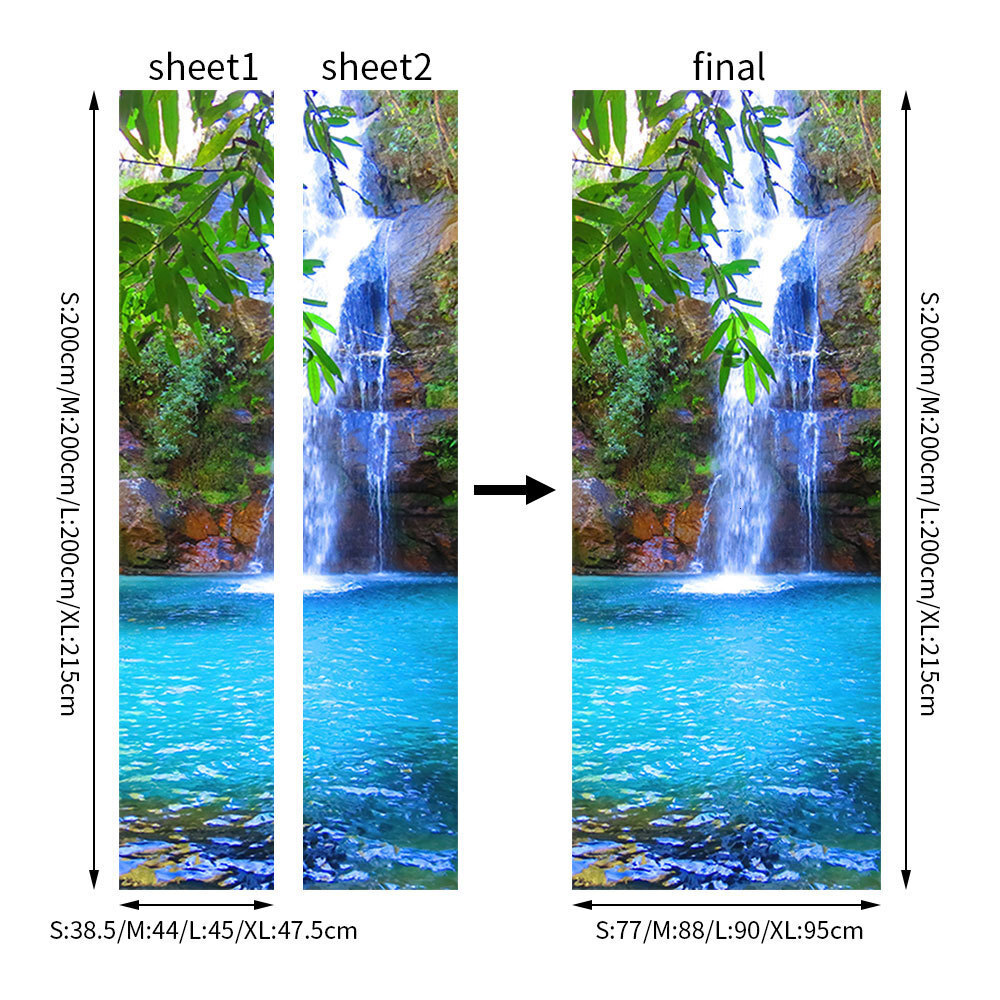 Wall Stickers 3D Step Door Wallpaper DIY Selfadhesive Waterfall Tree Decals Mural Waterproof Paper Poster For Print Art Picture Home Decoration