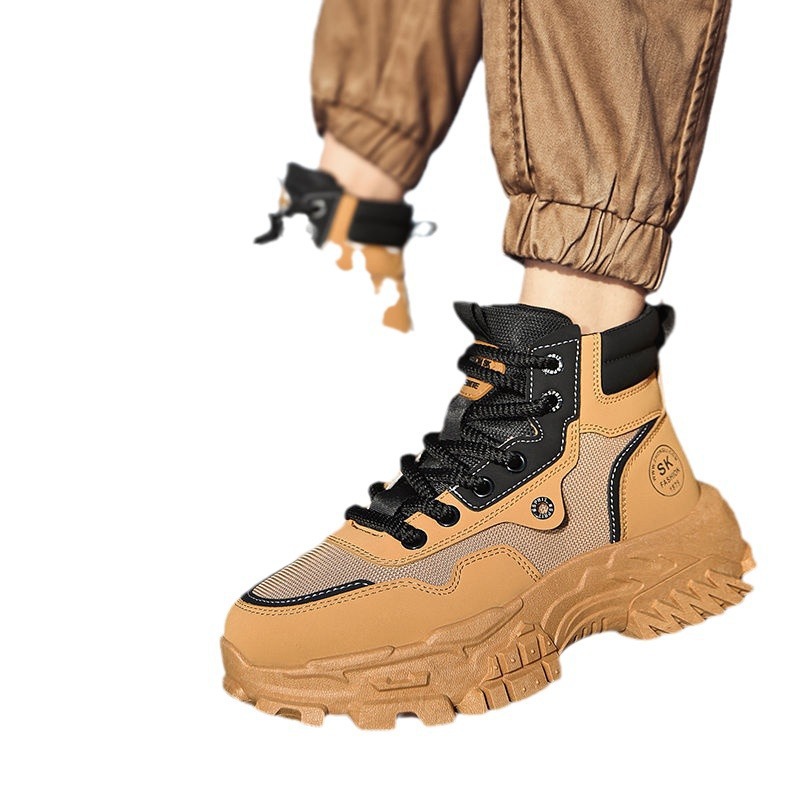 Men's autumn breathable high top retro boots with British style