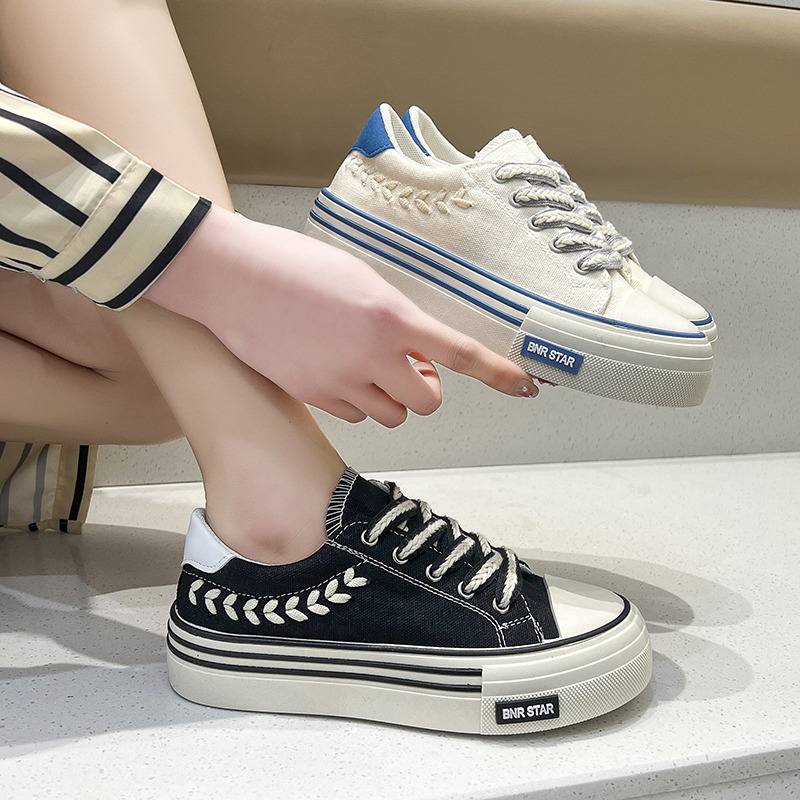 Women New Platform Canvas Shoes Height Increasing Chunky Sneakers youth girls Outdoor trainers Female Ladies Thick Sole Footwear 461f