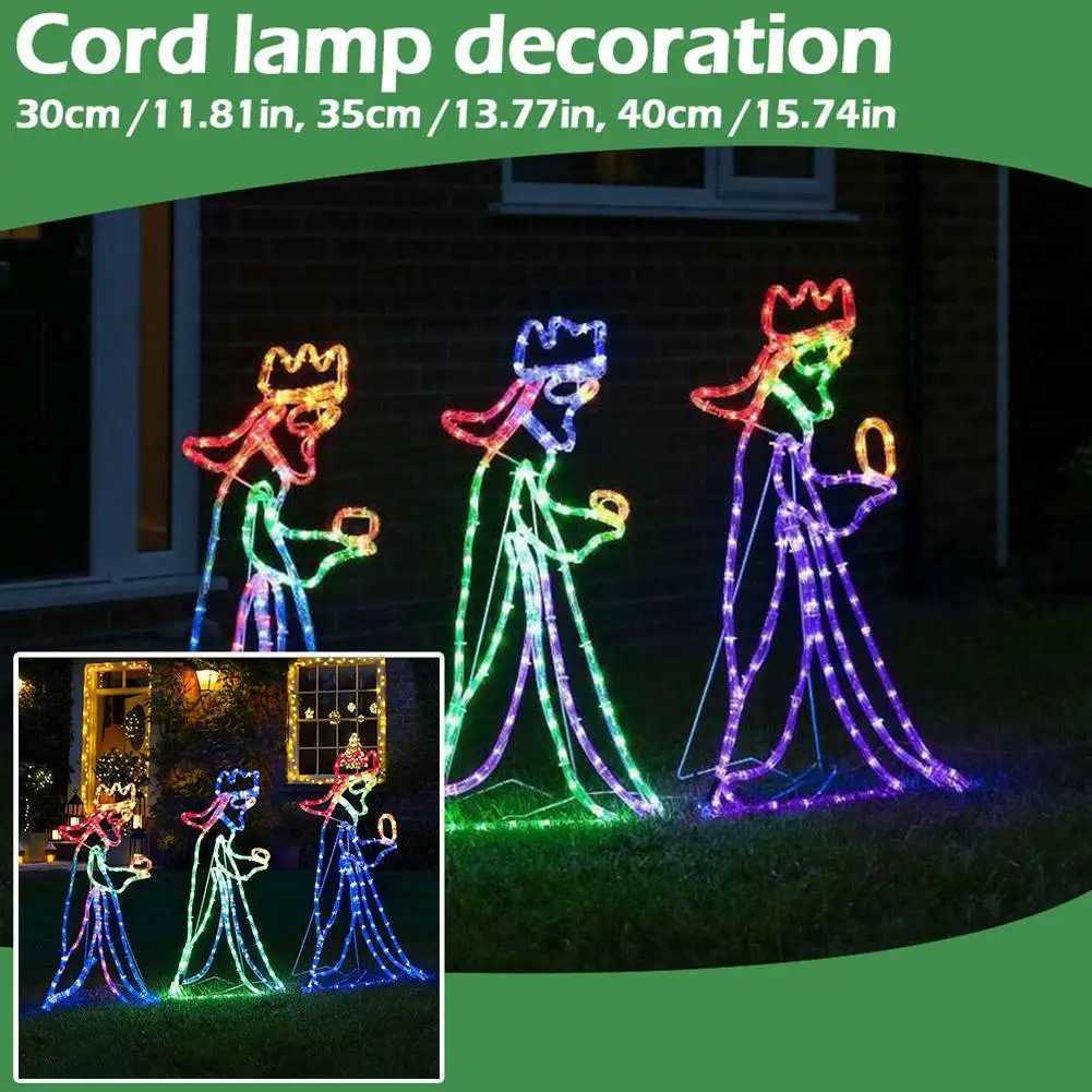 Christmas Decorations Outdoor Christmas LED Three Kings Silhouette Pattern Rope Decoration Wholesale Light Direct Shipping W7Z2 T240830