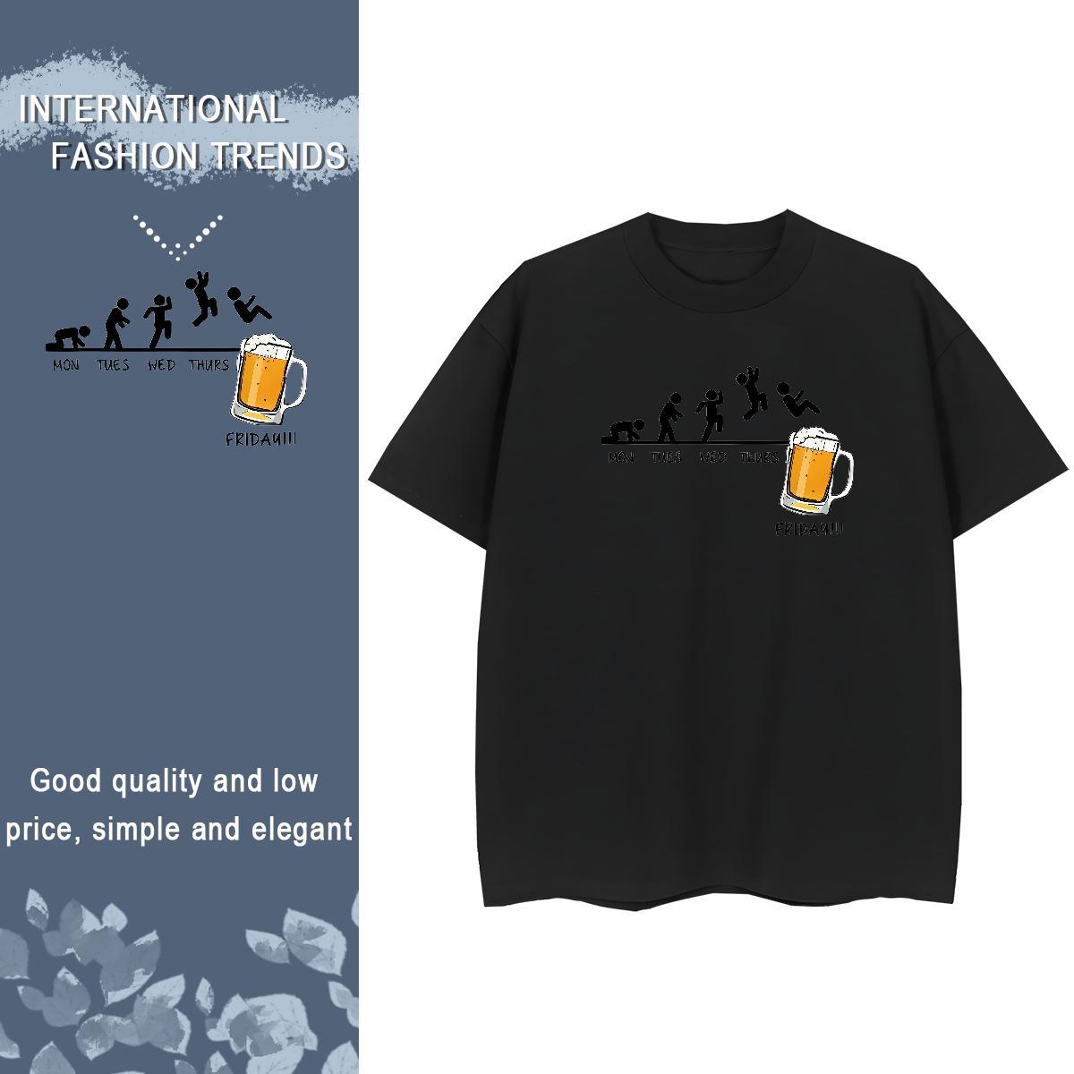 Soft T-Shirts for Men 100% Cotton 230g letter Sport Plus Size Cartoon Crew Neck Men Tshirts 2024 Clothes