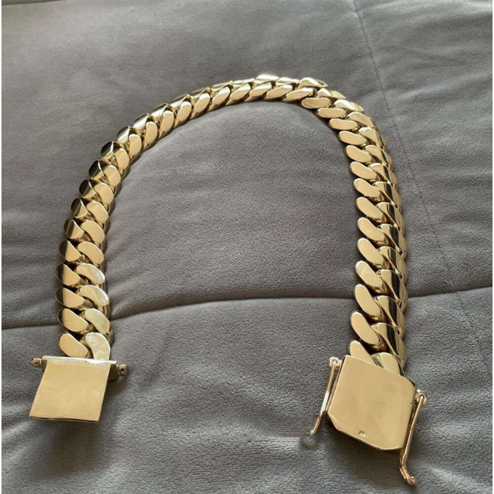 Top quality Hip Hop Jewelry Men Rapper Necklace 20MM Thick 14K Gold Plating 999 Sier Cuban Chain mihee
