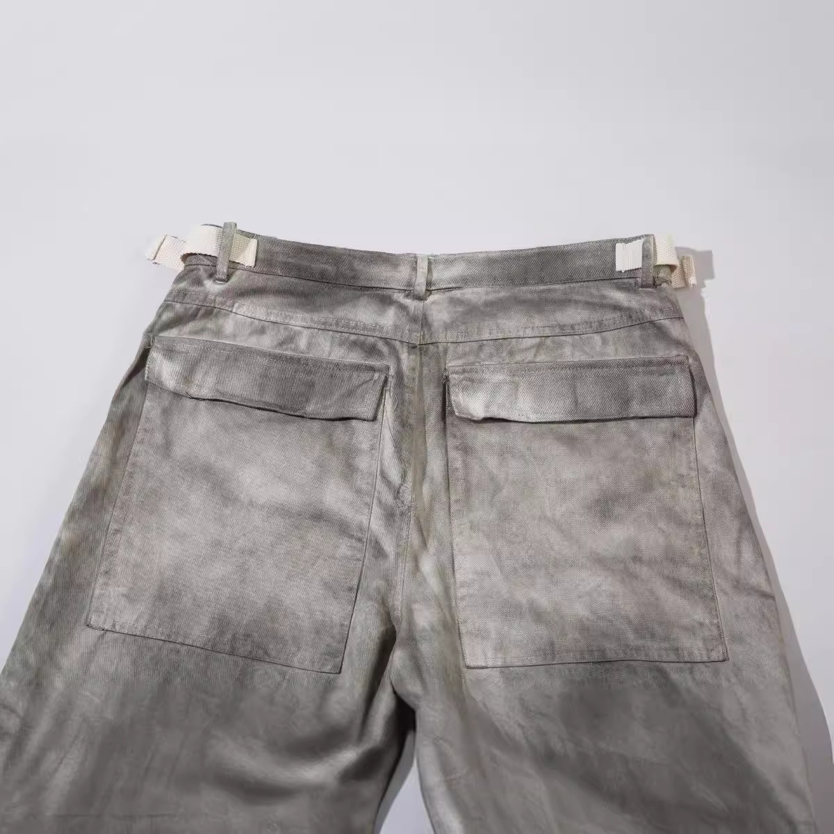 Niche Design Sense High Street Spray Painting Vintage Patchwork Work Pants American Loose Multi Pocket Jeans