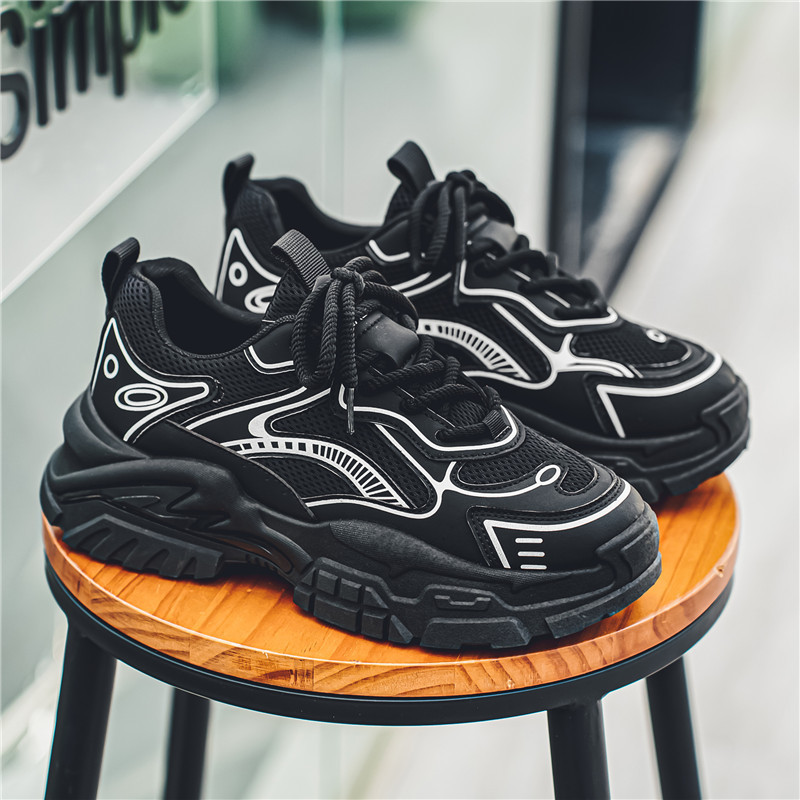 Men's versatile thick sole height increasing running wear-resistant breathable and casual shoes