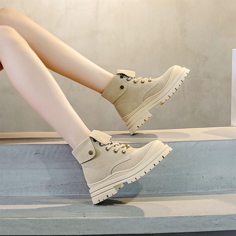 AIYUQI Ankle Boots Women 2024 Autumn New Suede Genuine Leather Outdoor Hiking Boots Platform British Style Women's Boots