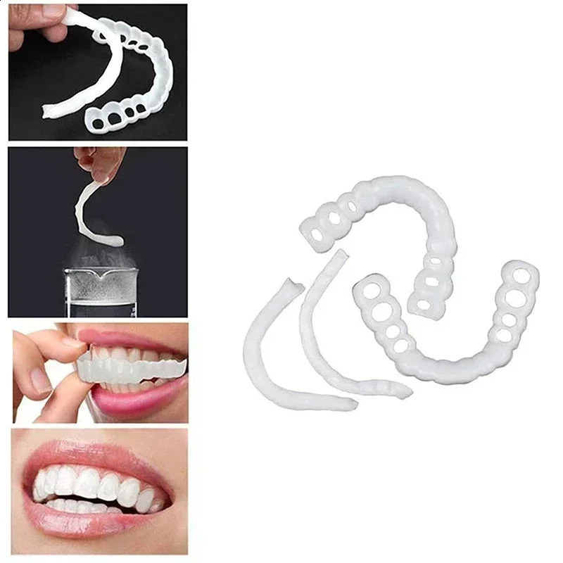 Dentures perfectly fit teeth card on silicone smile veneer flexible cosmetic tools for teeth cosmetics 240903