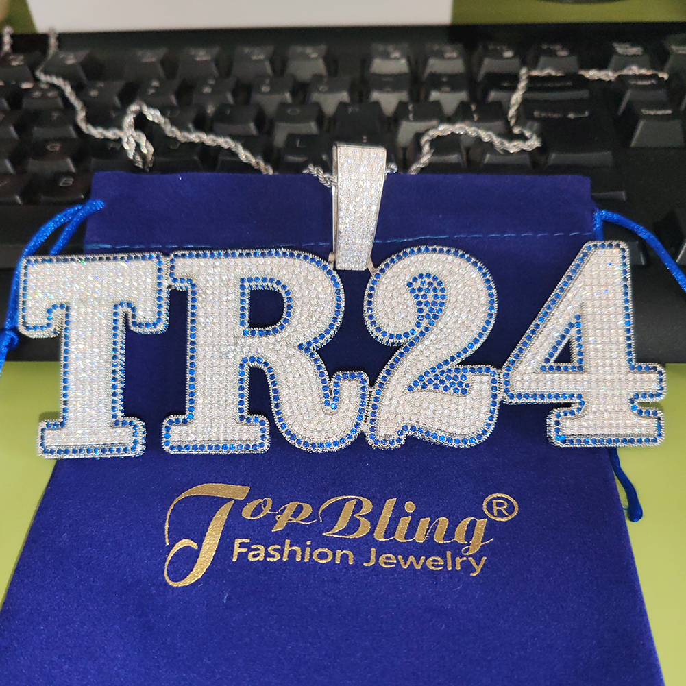 Custom A-Z 0-9 Numbers Letters Pendant Necklaces TopBling Cubic Zircon Real Gold Plated Mens Jewelry