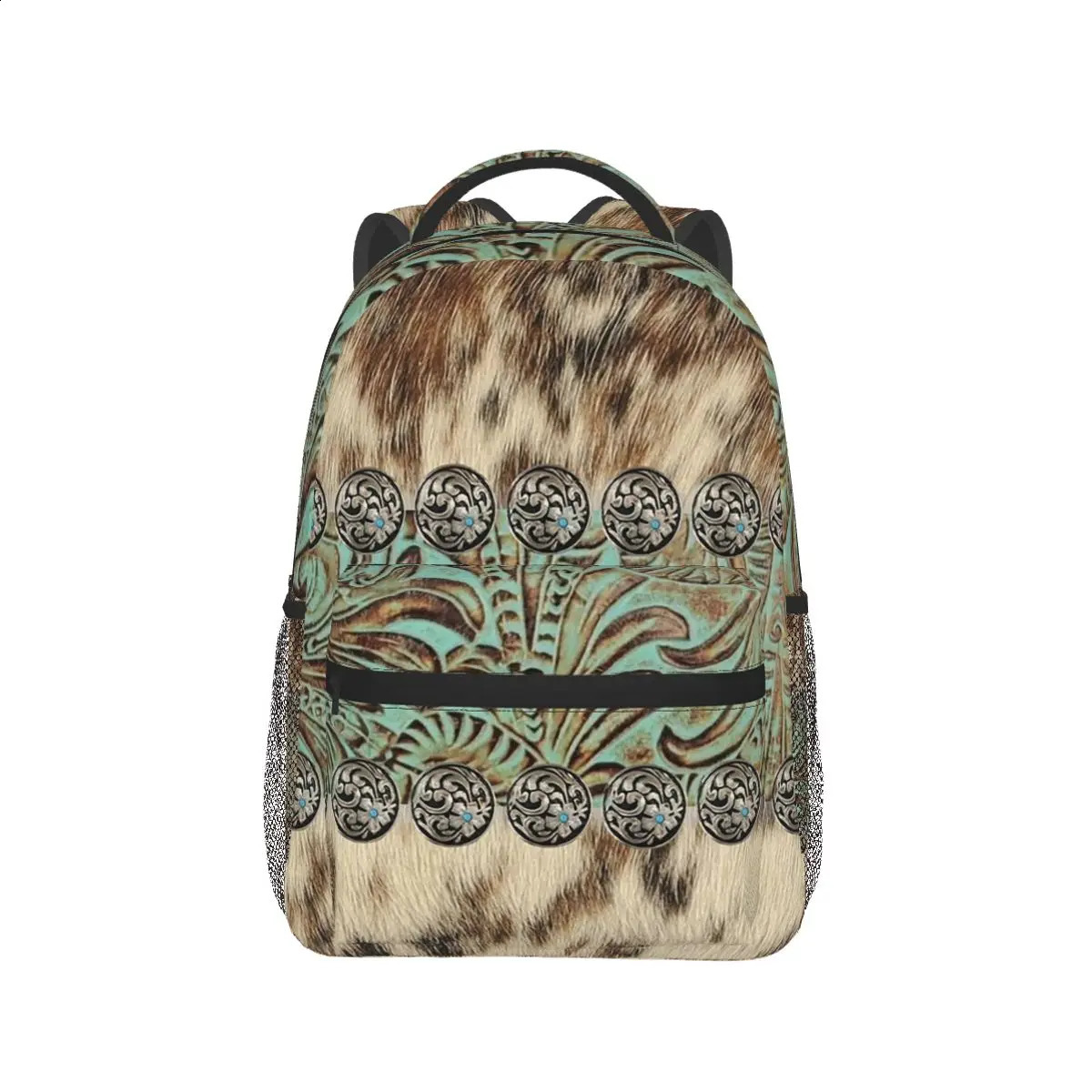 Rustic Brown Beige Teal Western Country Cowboy Fashion Backpacks Bookbag Children School Bags Travel Rucksack Shoulder Bag