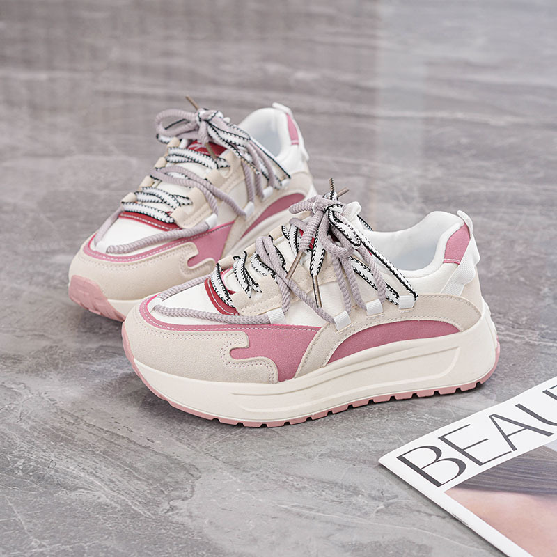 Women's Spring and Autumn Leisure Running Shoes Thick soled Height Increasing Versatile Board Shoes