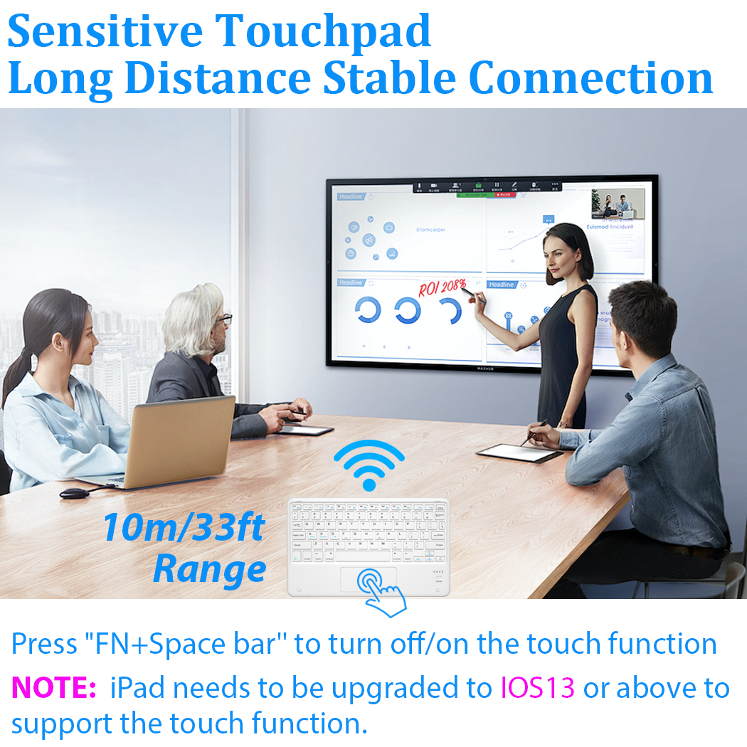 Bluetooth Keyboard Mini Wireless Touch Keyboard with 7 Colors Backlit Rechargeable Compatible with Android/iOS/Windows Universal Tablet Keyboard for i