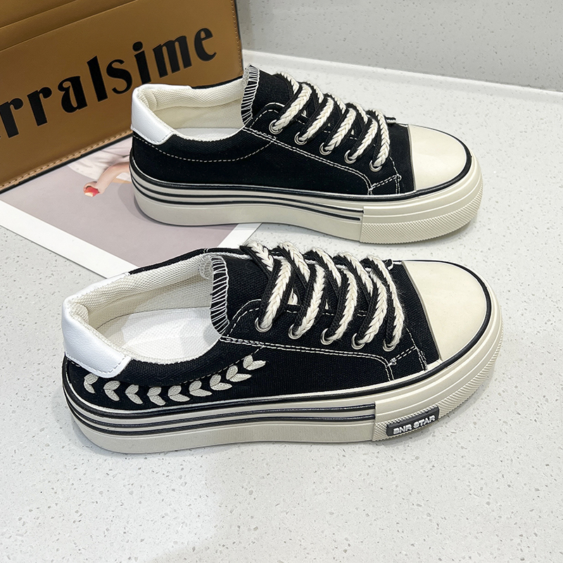 Women New Platform Canvas Shoes Height Increasing Chunky Sneakers youth girls Outdoor trainers Female Ladies Thick Sole Footwear 461f