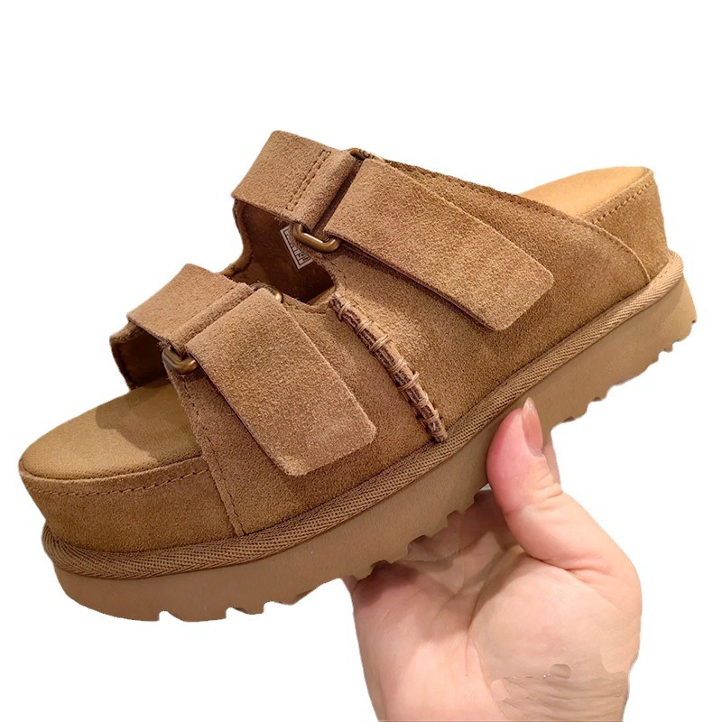 Thick New Sole slippers Women Genuine Leather Cross Strap Holiday Beach Shoes Female Casual Flat Sandalias Summer Sandals Woman 8f5