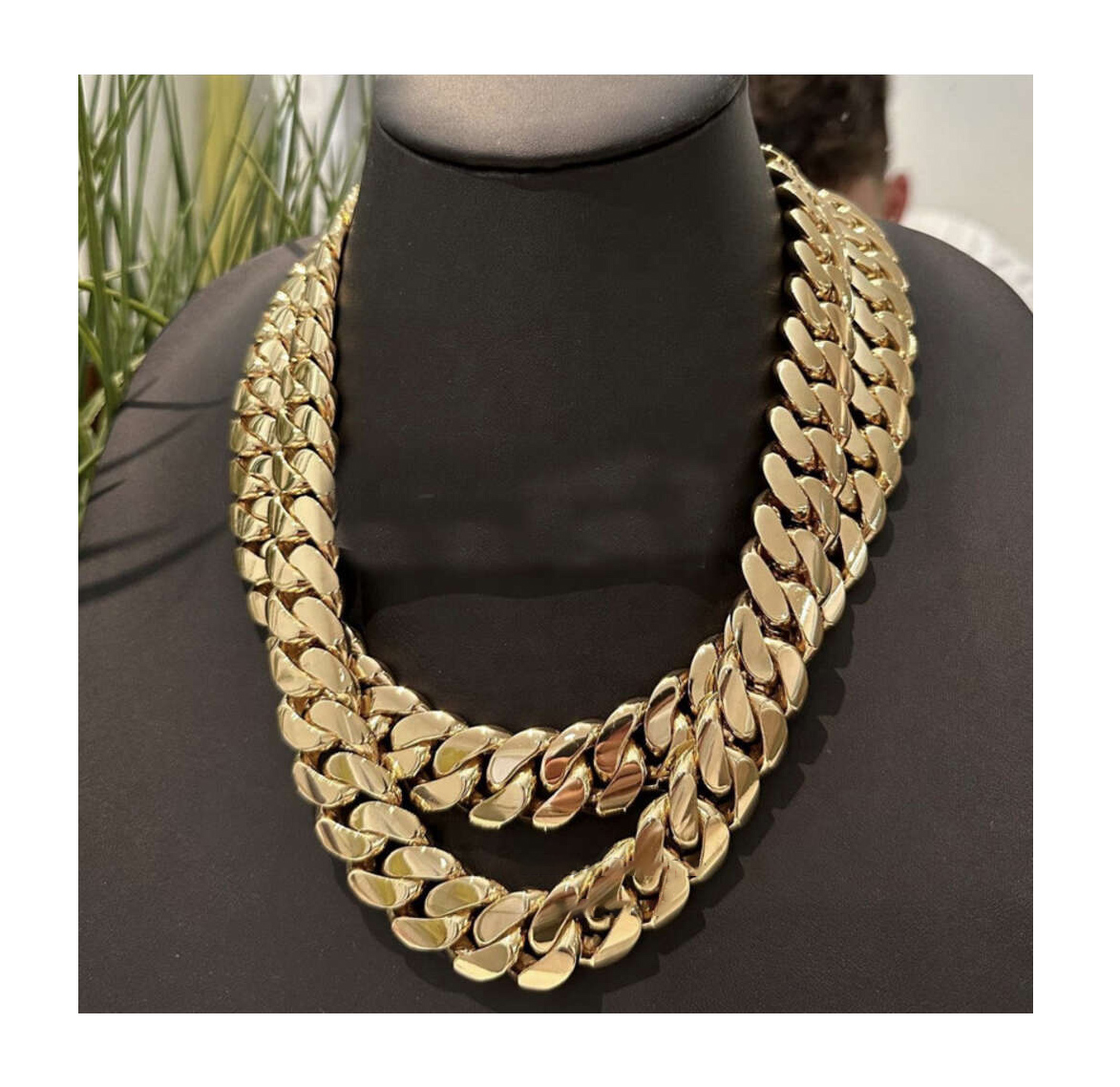 Top quality Hip Hop Jewelry Men Rapper Necklace 20MM Thick 14K Gold Plating 999 Sier Cuban Chain mihee