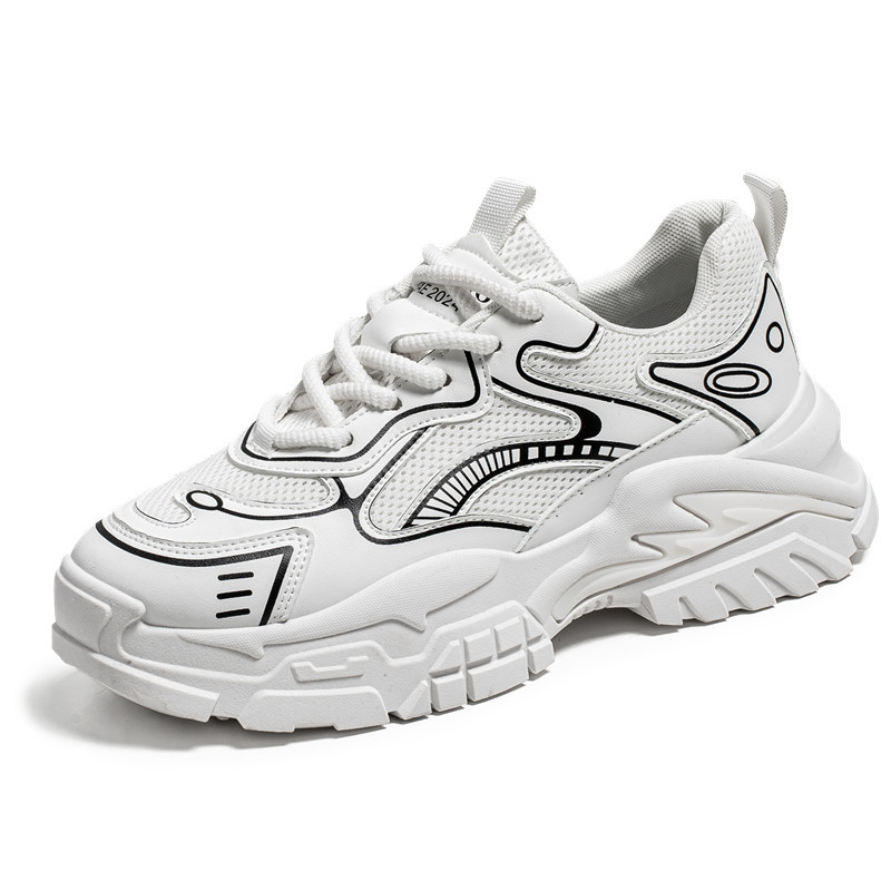Men's versatile thick sole height increasing running wear-resistant breathable and casual shoes