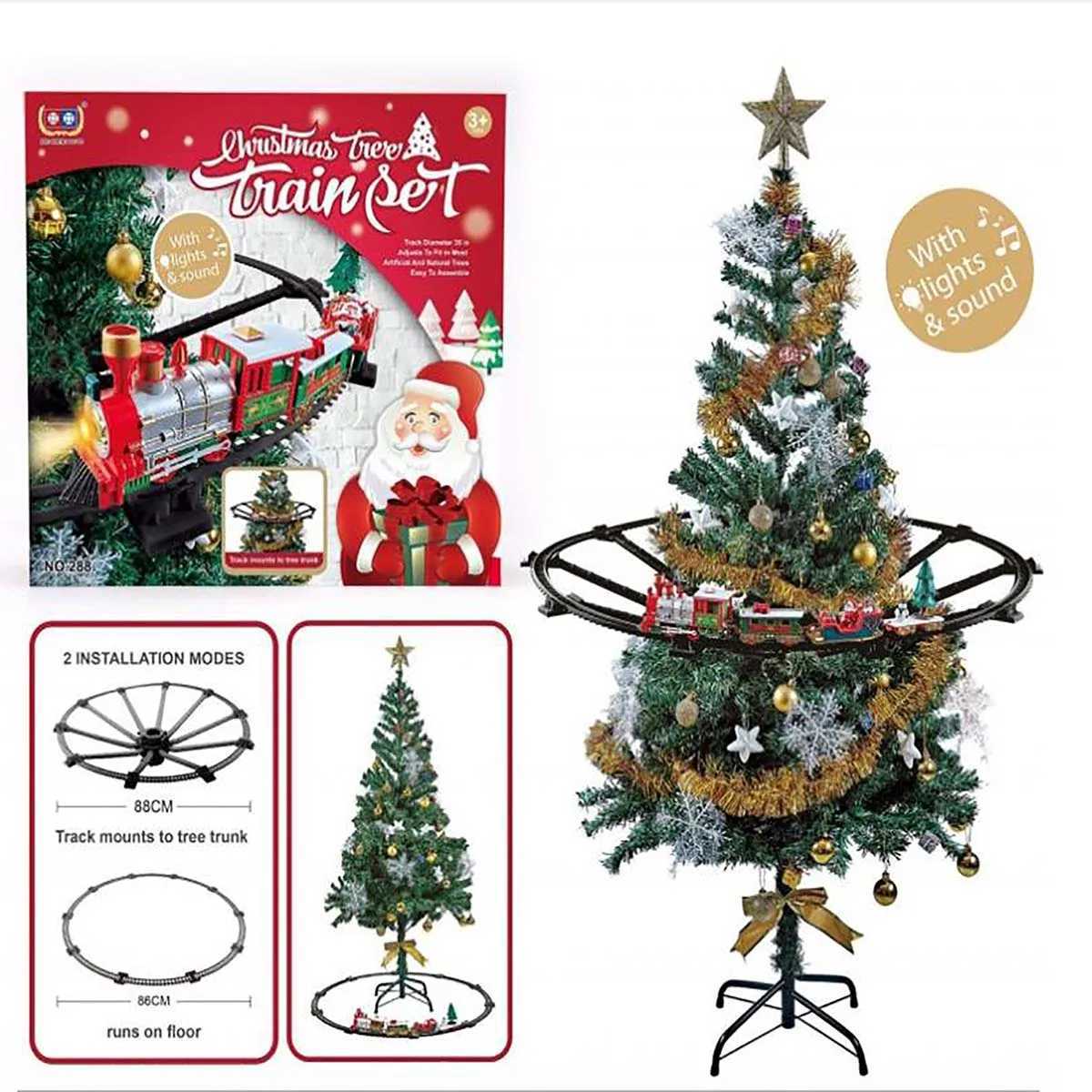 Christmas Decorations Christmas break electric train set easy to decorate safe and suitable for childrens gifts and party home Christmas tree decorati