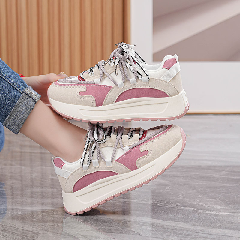 Women's Spring and Autumn Leisure Running Shoes Thick soled Height Increasing Versatile Board Shoes