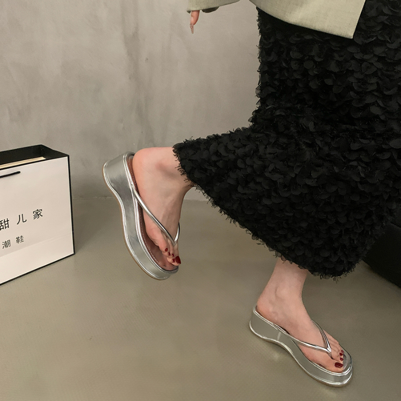 Women hot Platform Slippers: Summer Wedges, Slip-On Casual Shoes, Ladies' White Outdoor Slides
