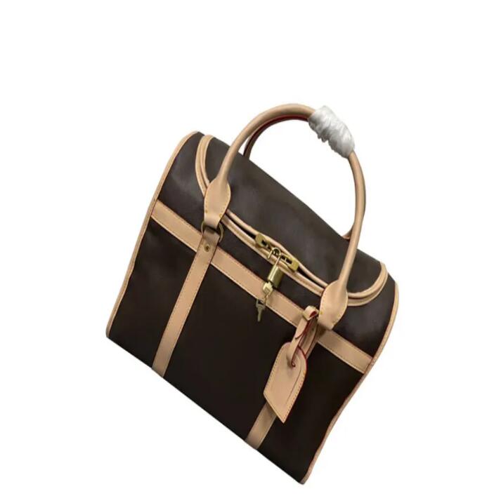 Luxury Designer Tote Bag for Cats u0026 Dogs - High-Quality Breathable Brown Leather Pet Carrier