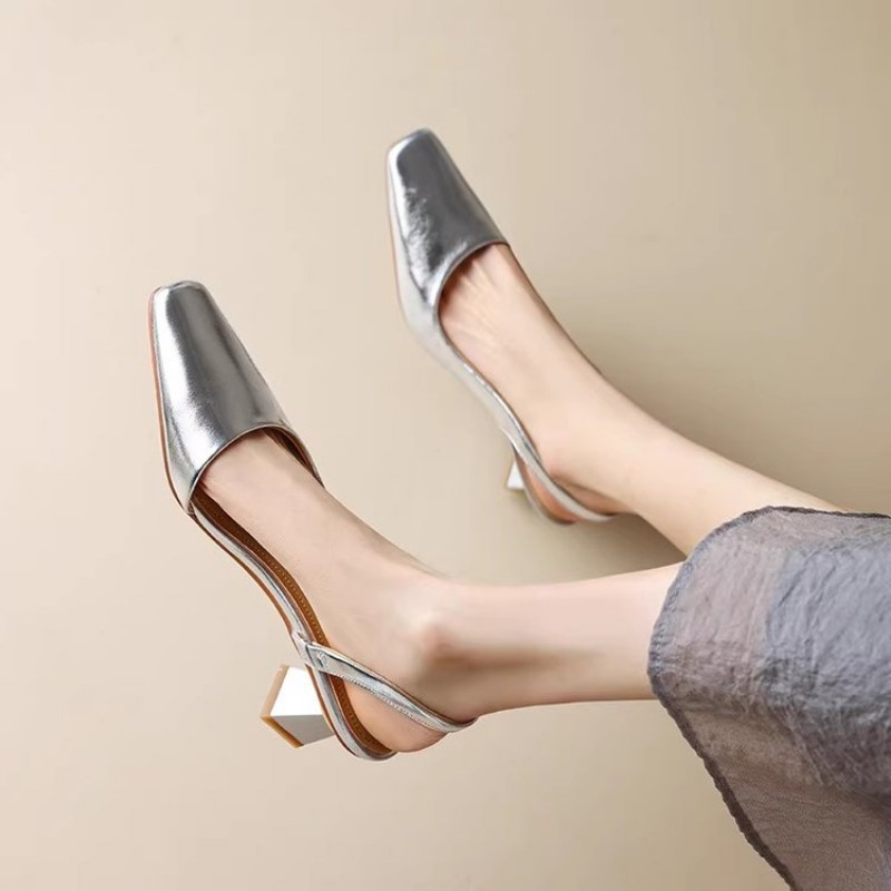 2025 new High Formal Heeled Sandals for Woman Concise Office Lady Sgbac Stilettos Sexy Pointed Toes Summer Chic Ladies Mules Shoes 5fb2