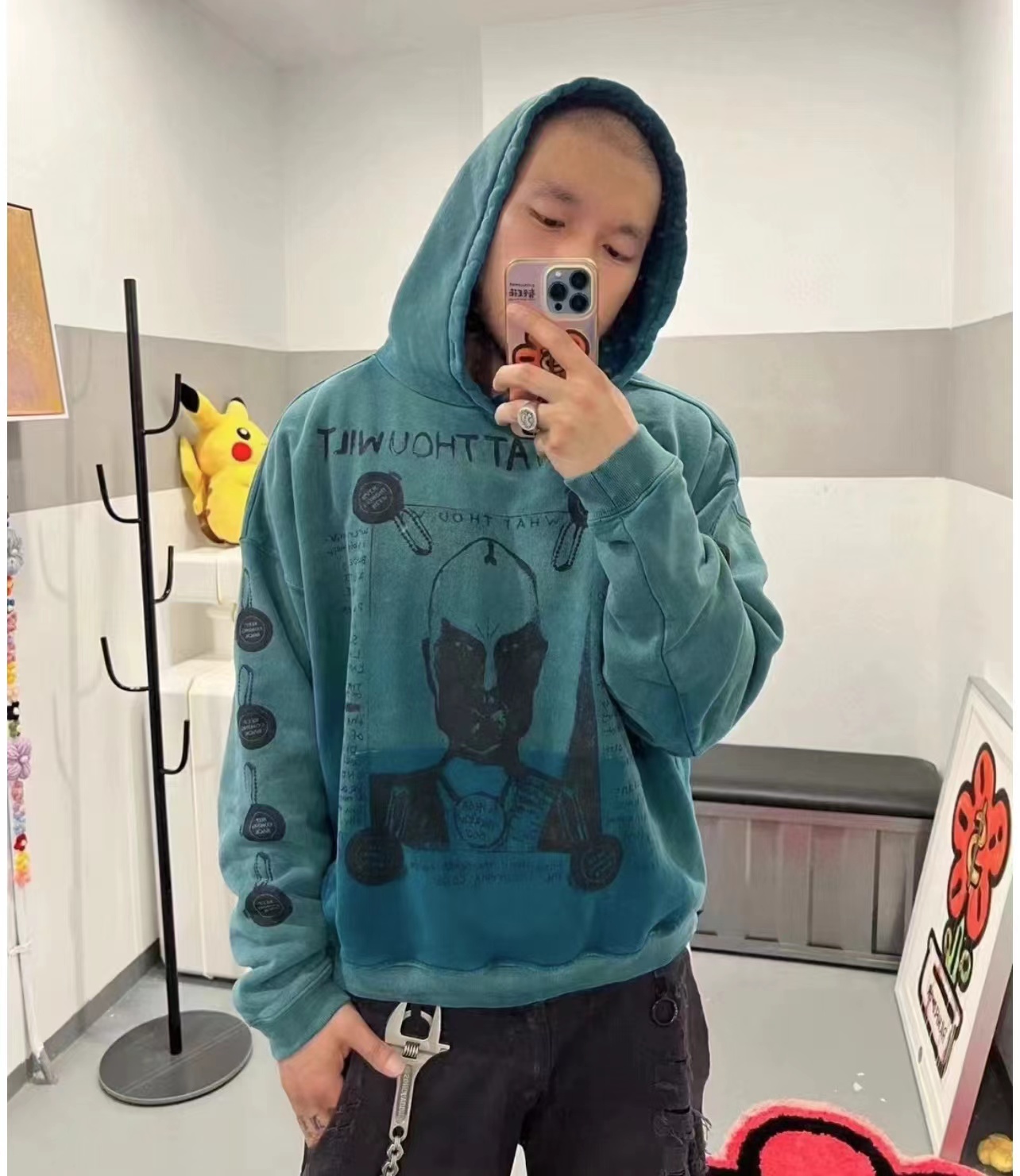 High Street Letter Vintage Hooded Hoodies Men and Women Pullover Casual Loose Autumn Winter Sweatshirts