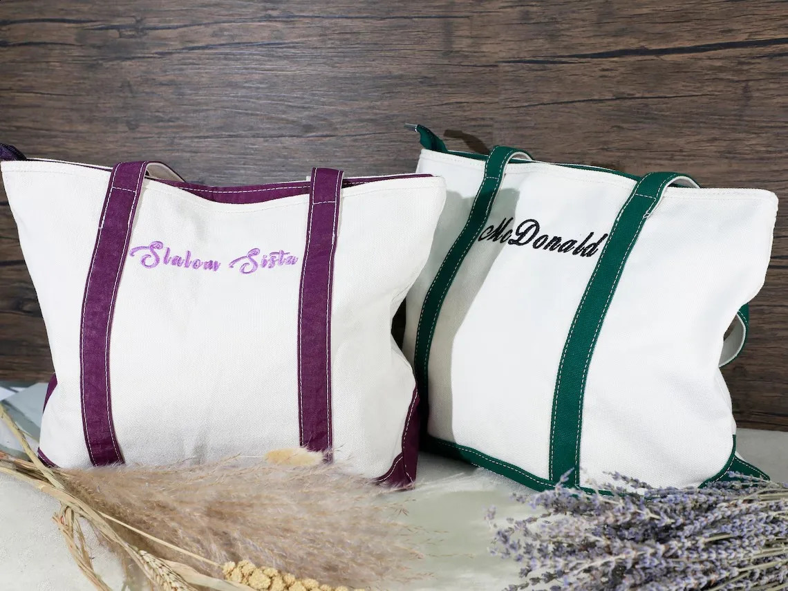 Embroidered Tote Bag Custom Canvas Tote Bag Boat Tote Beach Bag Personalized Bridesmaid GiftsParty Gifts 240830