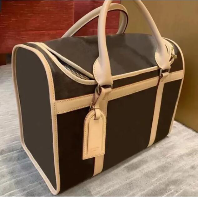 Luxury Designer Tote Bag for Cats & Dogs - High-Quality Breathable Brown Leather Pet Carrier