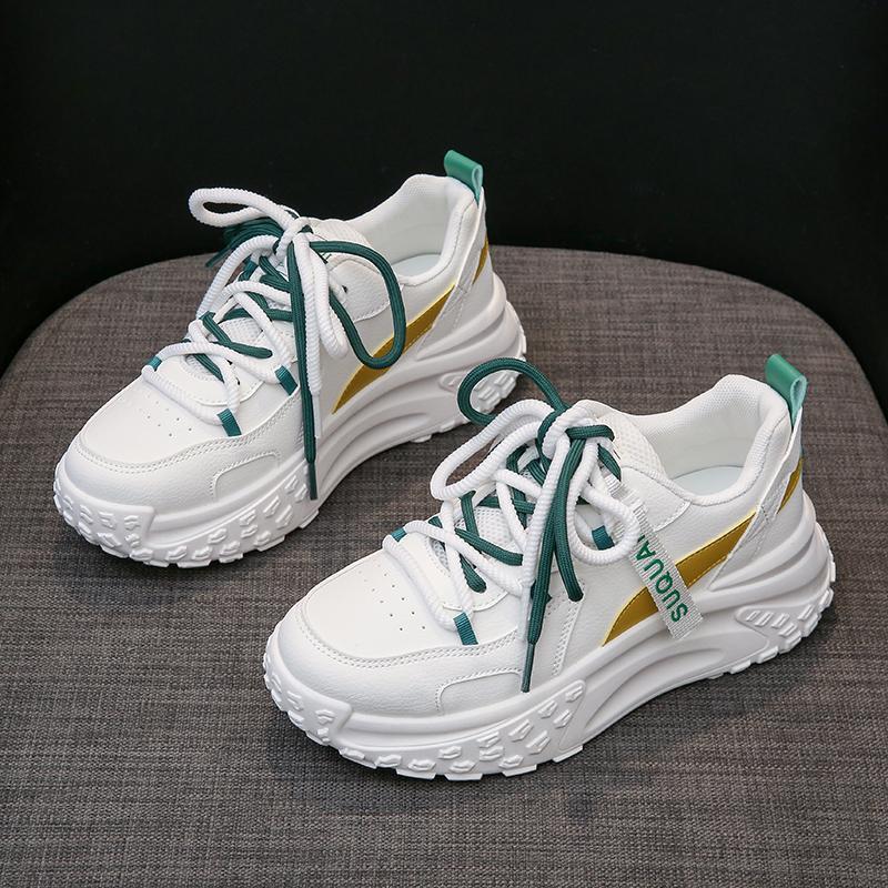 Women's thick soled height increasing versatile casual sports board shoes
