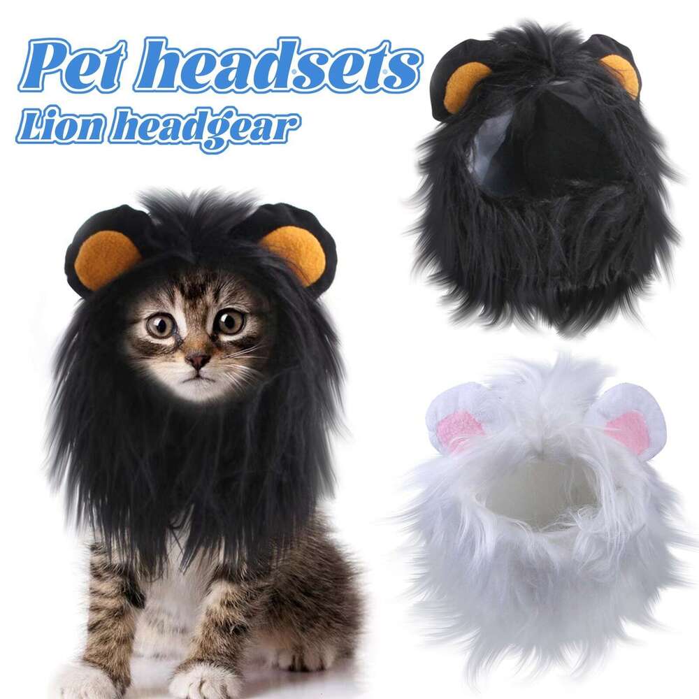 New Funny Pets Clothes Cap Cute Cat Wig Lion Mane Costume Cosplay Kitten Dog Hat With Ears Fancy Party Supplies