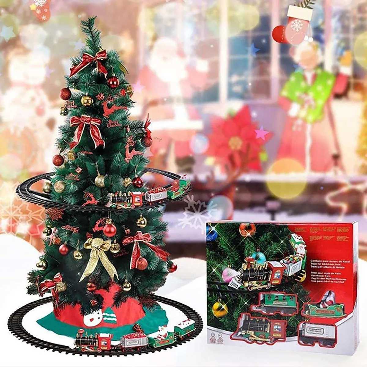 Christmas Decorations Christmas break electric train set easy to decorate safe and suitable for childrens gifts and party home Christmas tree decorati