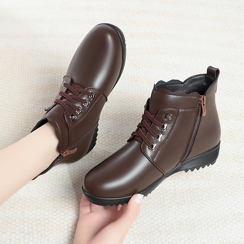 AIYUQI Women Winter Boots Genuine Leather 2024 New Lace-up Women Wool Boots Non-slip Plus Size Women Snow Boots