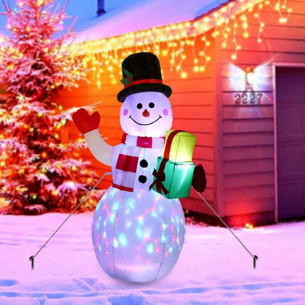 Christmas Decorations Christmas inflatable snowman 1.5M/1.2M inflatable outdoor garden snowman Santa Claus doll decoration T240830