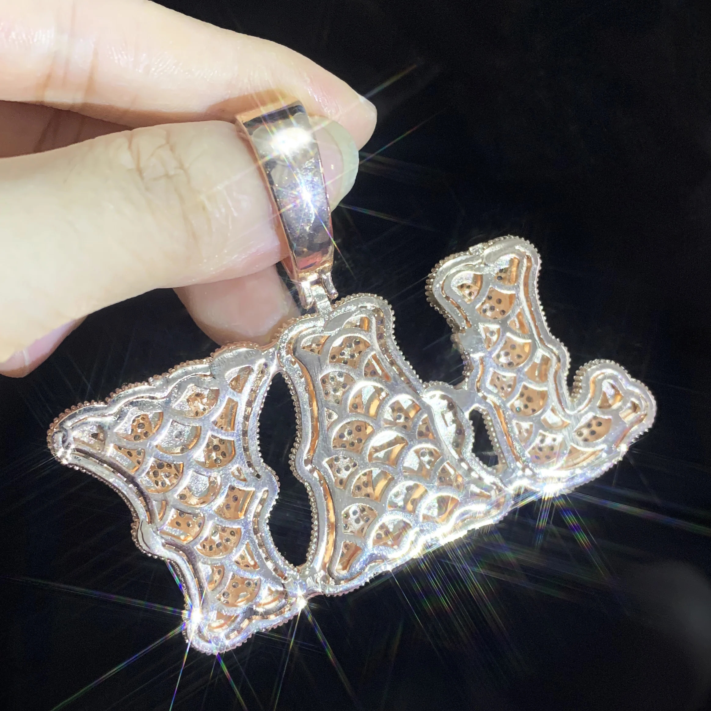 Hip Hop Custom Bubble Bone A-Z 0-9 Letters Pendant Necklace Colorful Zircon Real Gold Plated Jewelry