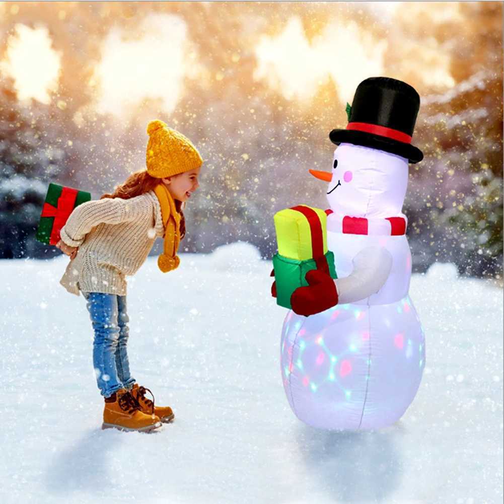 Christmas Decorations Christmas inflatable snowman 1.5M/1.2M inflatable outdoor garden snowman Santa Claus doll decoration T240830