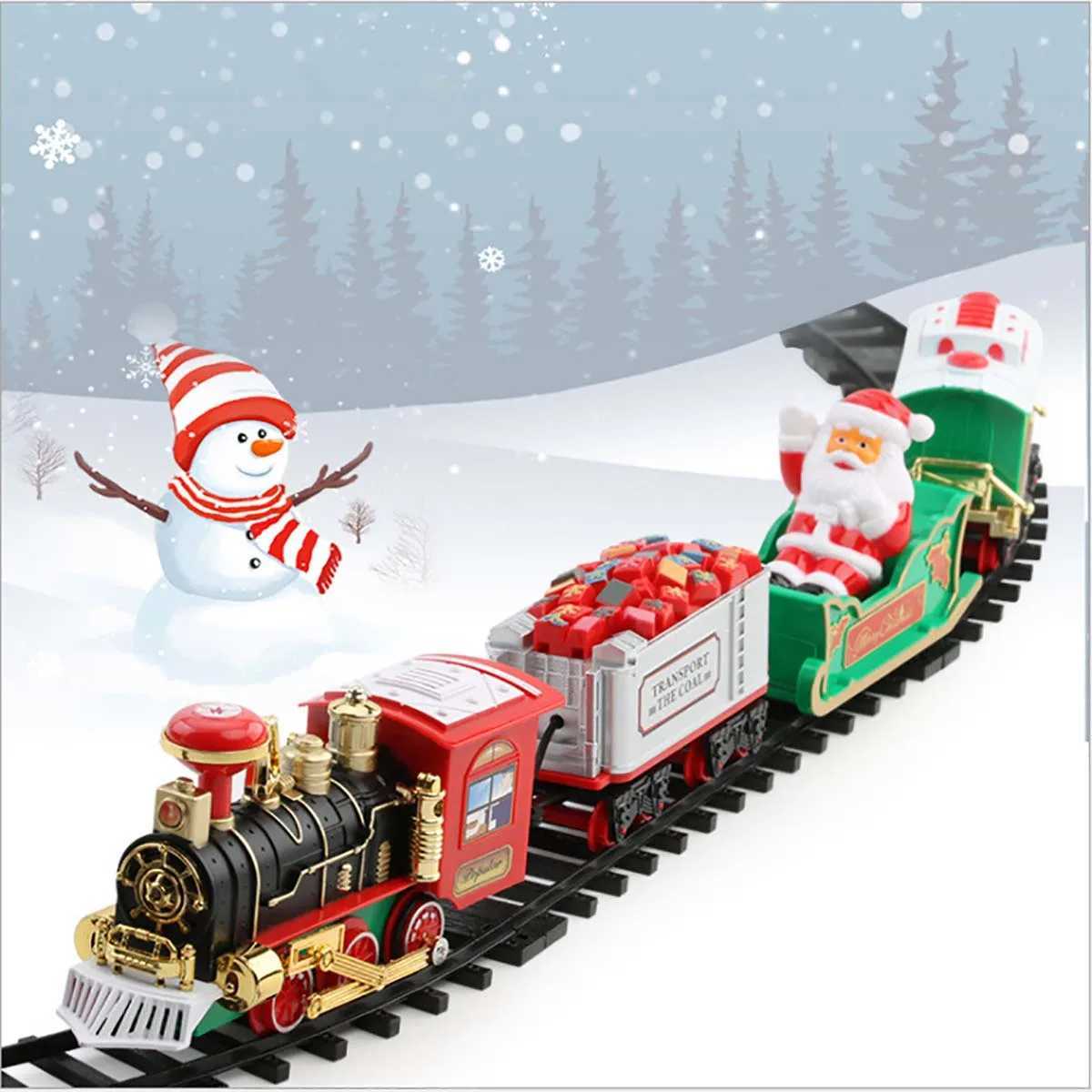 Christmas Decorations Christmas break electric train set easy to decorate safe and suitable for childrens gifts and party home Christmas tree decorati
