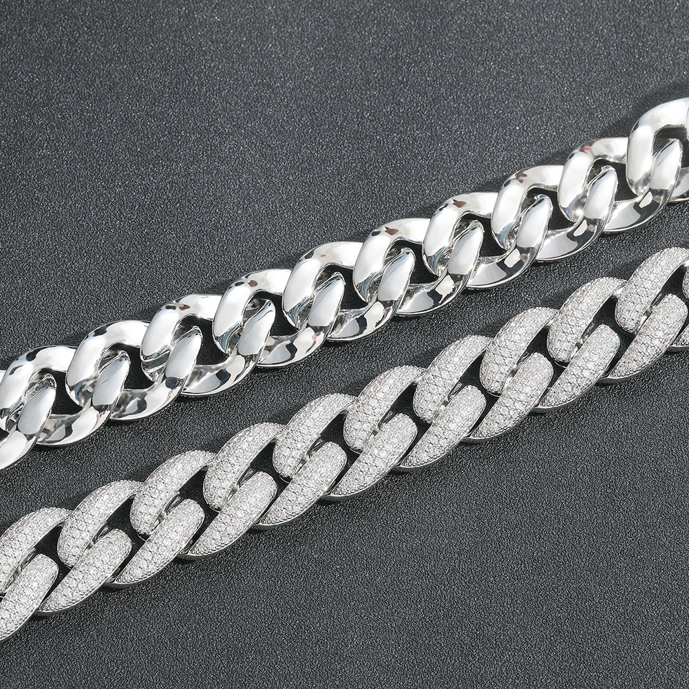 20mm Hip Hop Miami Cuban Link Chain Mens Necklace Bracelets Real Gold Plated TopBling Full 5A Zircon Jewelry