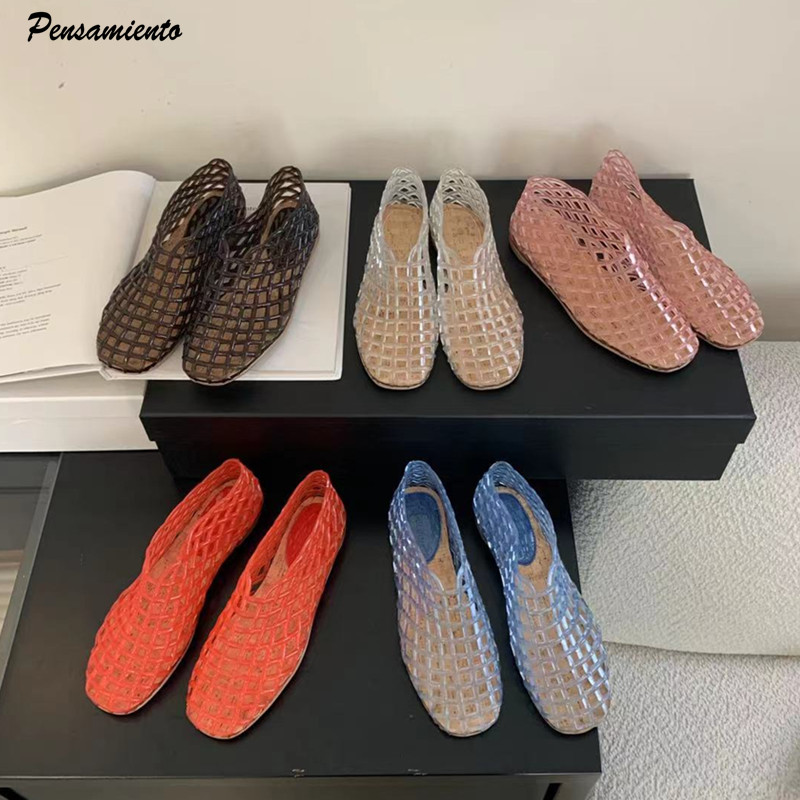Jelly Sandals Women, Transparent Hollow Out Flats Shoes for Summer Beach Vacation dh911125171
