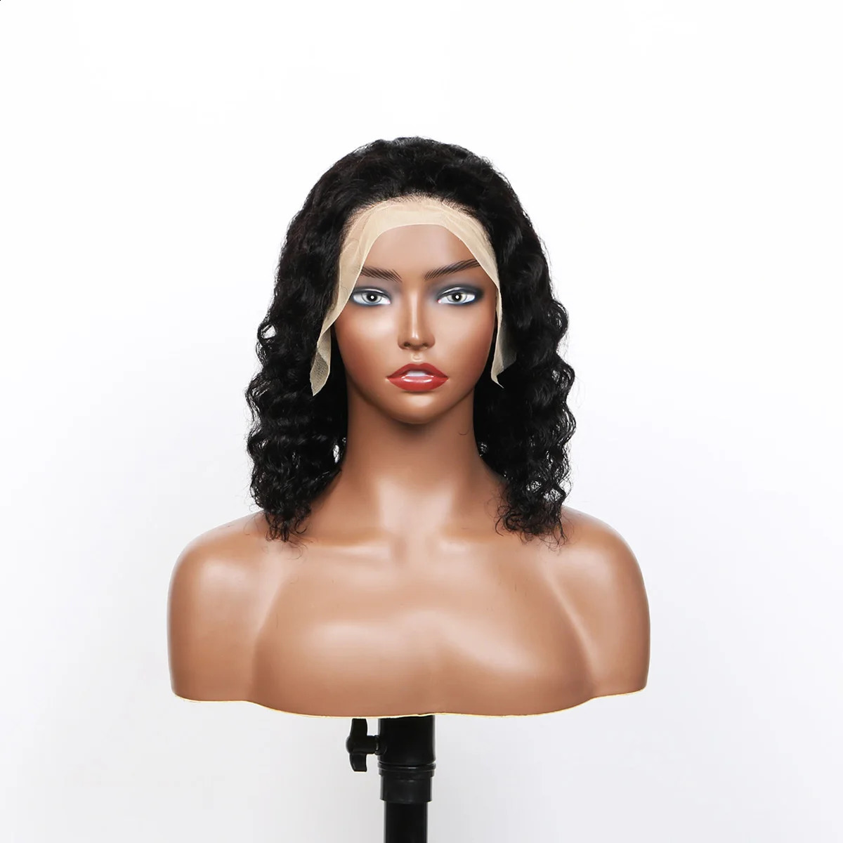 Deep Wave 180% Density Pre-Plucked Side Part Short Bob 13*4 Lace Frontal Brazilian Virgin Human Hair Wigs For Black Woman 240826CJ