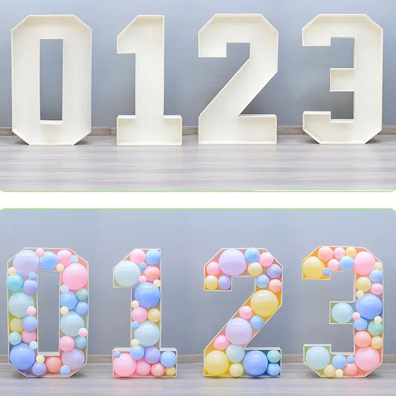 2025 Party Decoration 73cm Number & Alphabet Mosaic Frame Stand Balloon Box Baby Shower Giant Adult Children Birthday Decor Letter