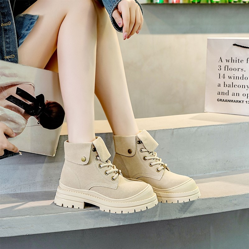 AIYUQI Ankle Boots Women 2024 Autumn New Suede Genuine Leather Outdoor Hiking Boots Platform British Style Women's Boots