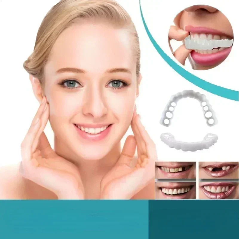 Dentures perfectly fit teeth card on silicone smile veneer flexible cosmetic tools for teeth cosmetics 240903