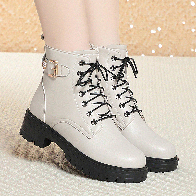 AIYUQI Women Ankle Boots Warm 2024 New Genuine Leather Women Snow Boots Natural Wool Ladies Winter Boots