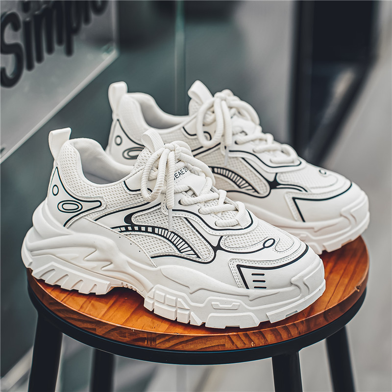 Men's versatile thick sole height increasing running wear-resistant breathable and casual shoes