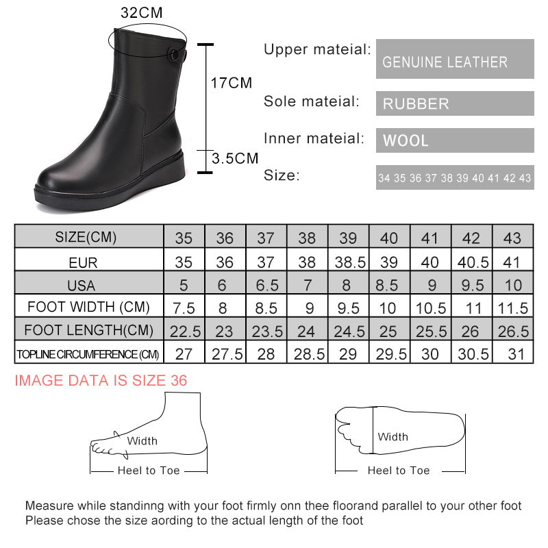 AIYUQI Women Winter Boots Non Slip 2024 New Genuine Leather Women Ankle Boots Natural Wool Warm Large Size Mom Snow Boots Women