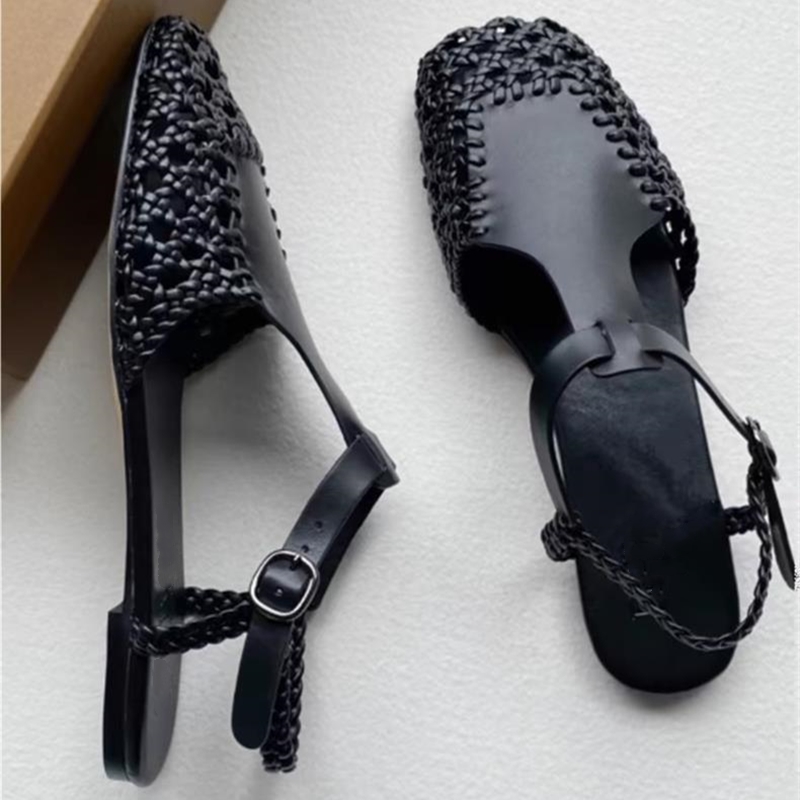 Women's AIYUQI Summer 2025 New Vintage Flat Mary-jane Shoes Fisherman Weave Roman Sandals Women dh1102963094
