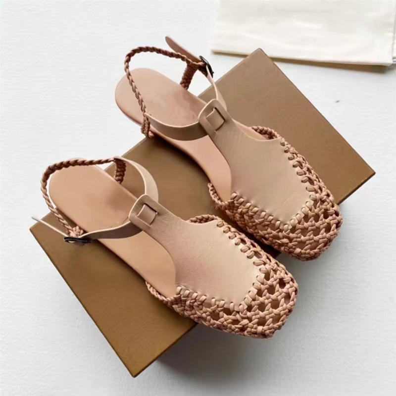 Women's AIYUQI Summer 2025 New Vintage Flat Mary-jane Shoes Fisherman Weave Roman Sandals Women dh1102963094