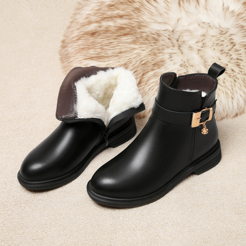 AIYUQI Women Marton Boots 2024 Winter Genuine Leather Women Snow Boots Large Size Non Slip Wool Warm Women's Short Booties