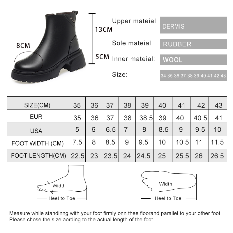 AIYUQI Women's Marton Boots Genuine Leather 2024 New Fashion Platform Women's Ankle Boots Wool Warm Women's Booties